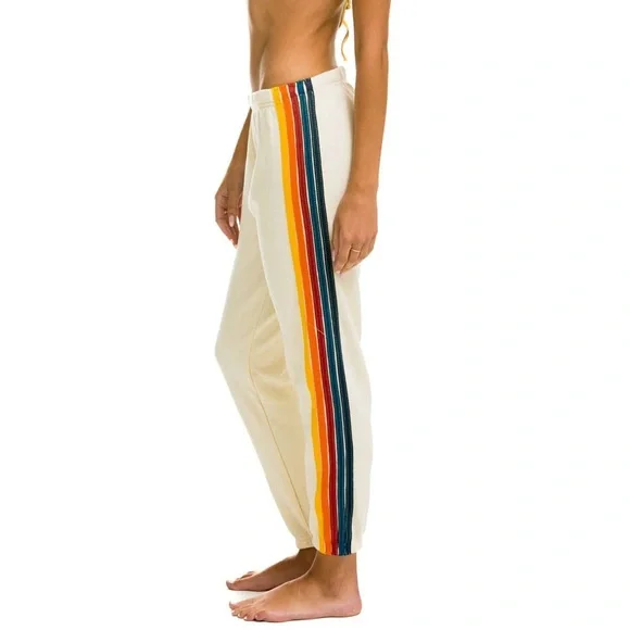 NWT - Aviator Nation 5 Stripe Sweatpants | Vintage White | XS - Picture 2 of 8